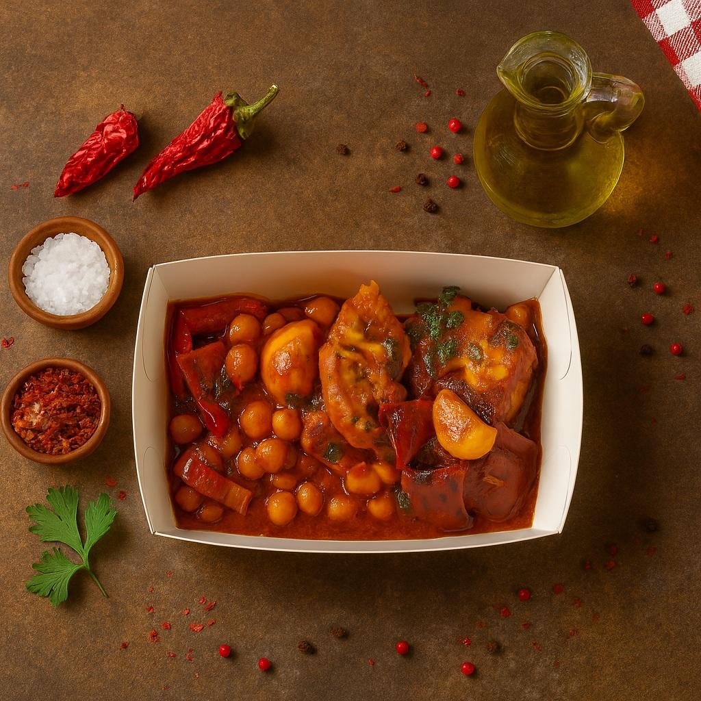 תבשיל מוח עגל עם חומוס ופלפלים